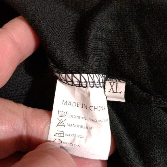 Womens XL Pullover Top Black Leopard Print Long Sleeve Crew Neck - Picture 4 of 5